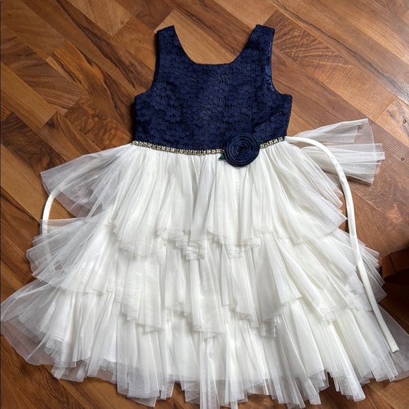 American Princess Other - American Princess Blue and White Tiered Ruffled Formal Dress